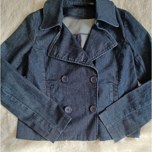 New York & Company Jackets & Blazers - New York and co. denim double breast buttoned pea coat size S